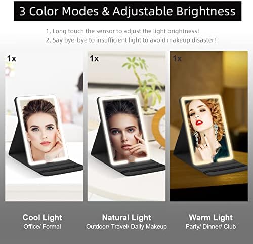 Travel Makeup Mirror with 10X 20X Magnifying PU Leather Case