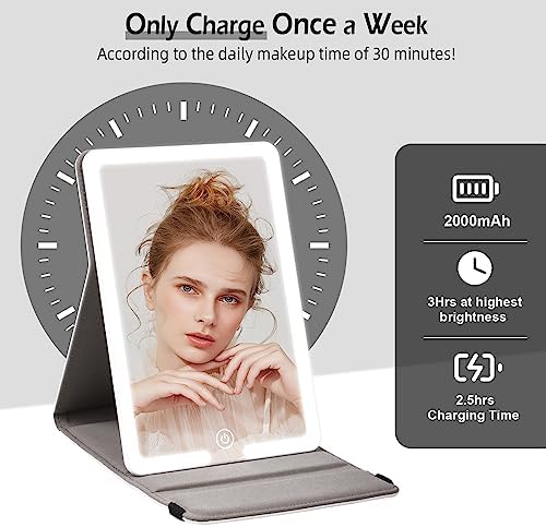 Travel Makeup Mirror with 10X 20X Magnifying PU Leather Case