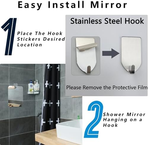 Unbreakable 8x6 inch acrylic shower mirror for shaving