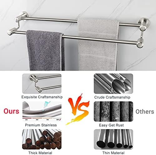 TocTen Double Towel Rod for Bathroom Heavy Duty Stainless Steel