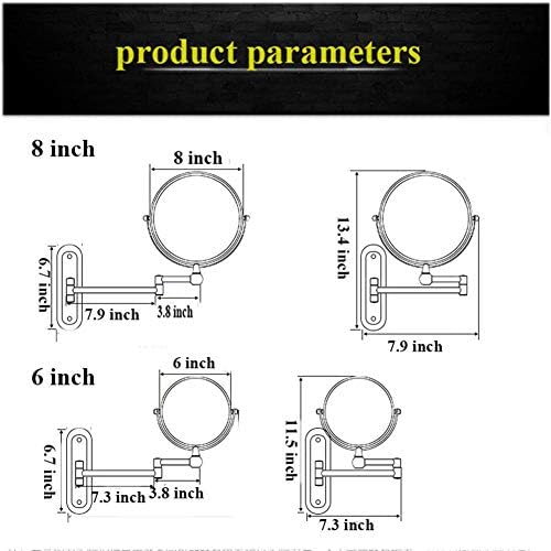 Wall-Mounted 8 Makeup Mirror with Double-Side 360 Swivel
