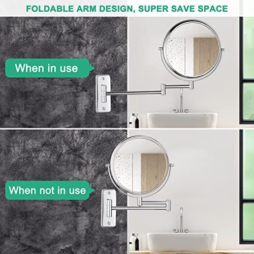 Adjustable Wall-Mounted Makeup Mirror with 10X Magnification