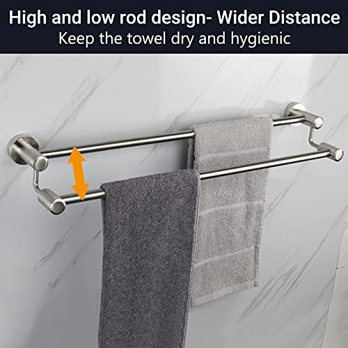 TocTen Double Towel Rod for Bathroom Heavy Duty Stainless Steel