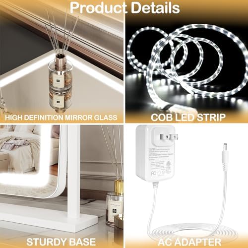 Gvnkvn Lighted Makeup Mirror with 360 Rotation and 10X Magnification