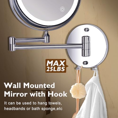 Wall Mounted Makeup Mirror Rechargeable LED 15x 360