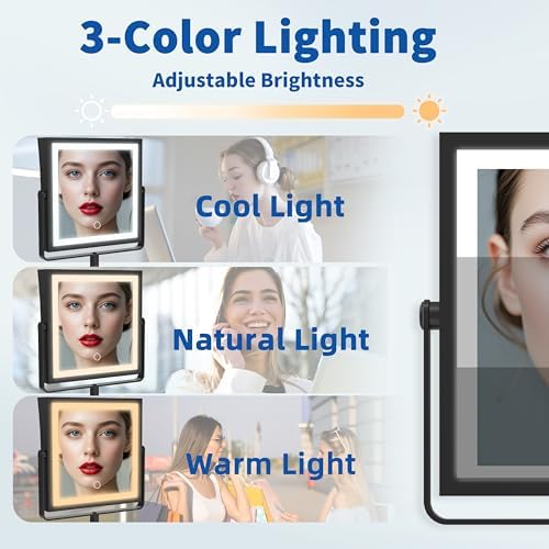 Ruacq Rechargeable Wall-Mounted Makeup Mirror with Lights