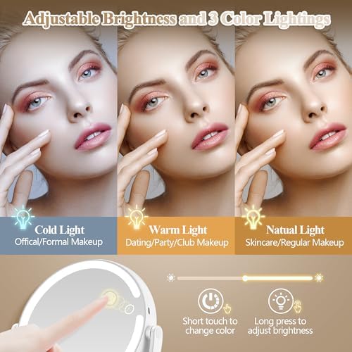 MOMOKUBA Double-Sided Makeup Mirror with 20X Magnification Light