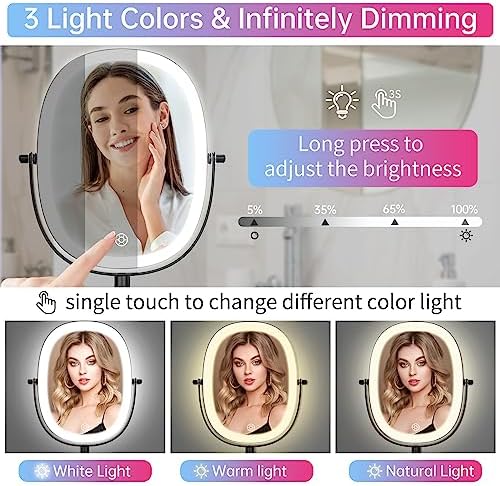Stylish Rechargeable Wall-Mounted Makeup Vanity Mirror with Dual Magnification