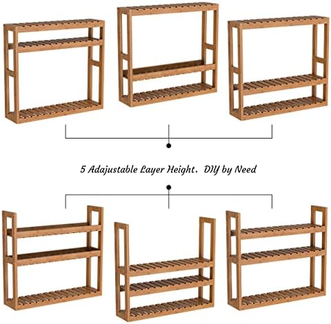 Domax Bamboo 3-Tier Adjustable Wall Mount Storage Shelf Walnut