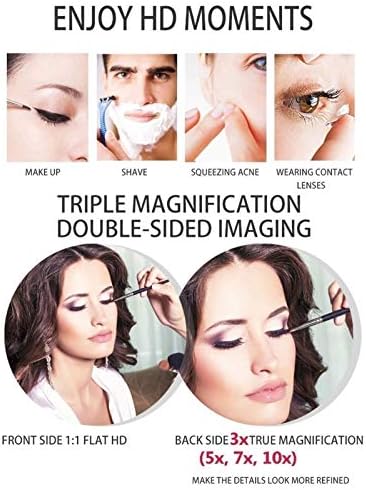 Professional Makeup Mirror Wall-Mounted Vanity with 360-Degree Rotation 3x Magnification