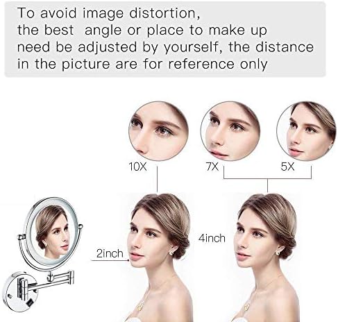 Wall-Mounted Double-Sided Makeup Mirror with LED Light for Bathroom