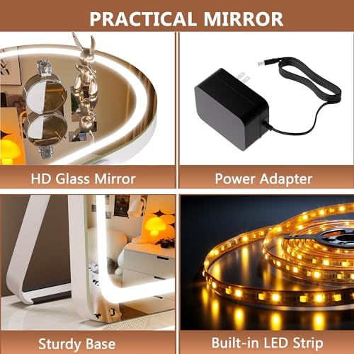 Stylish 115x14inch Vanity Mirror with 360 Rotation LED Lights Smart Touch Controls