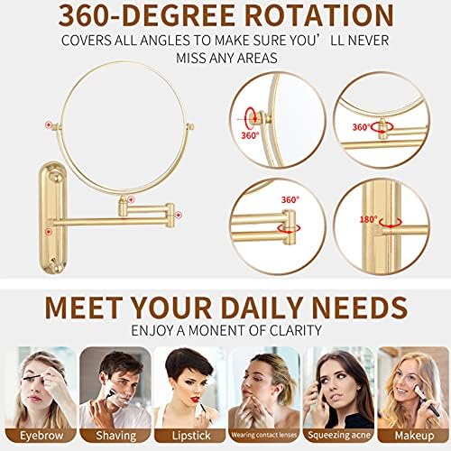 8-inch Double Sided Makeup Mirror Magnifying 3x Gold 5-inch