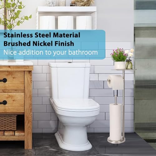 Sturdy Functional Toilet Paper Holder with Shelf tray for Easy Storage
