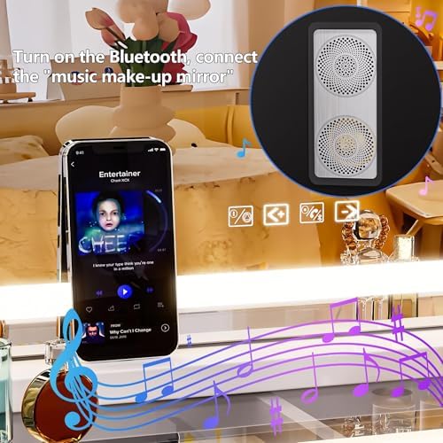 Stylish Vanity Mirror with Bluetooth LED Light Perfect for MakeUp Convenience