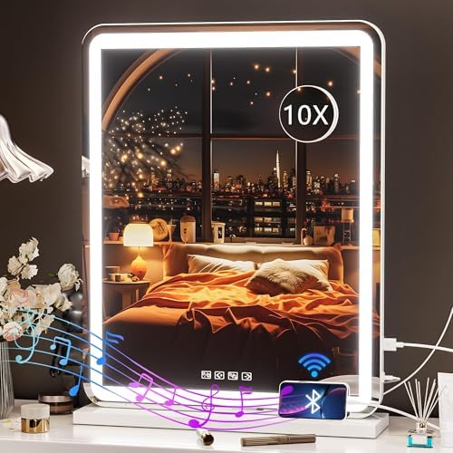 Stylish Vanity Mirror with Bluetooth LED Light Perfect for MakeUp Convenience