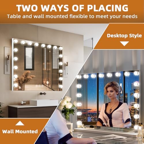 Misavanity Large Vanity Mirror with Lights and USB Port