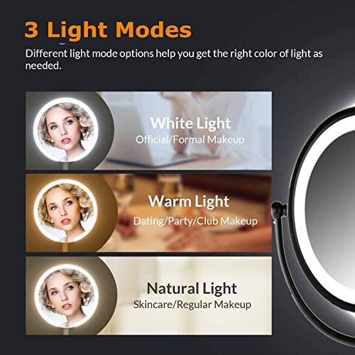 Gecious Double-Sided Makeup Mirror with LED Light