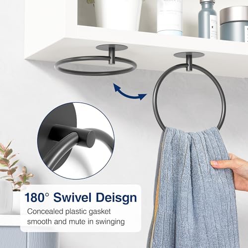 Matte Black Bathroom Towel Ring - Sturdy Durable Organization Solution for female