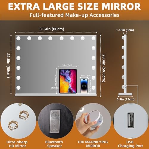 M MISAVANITY Large Vanity Mirror with Lights
