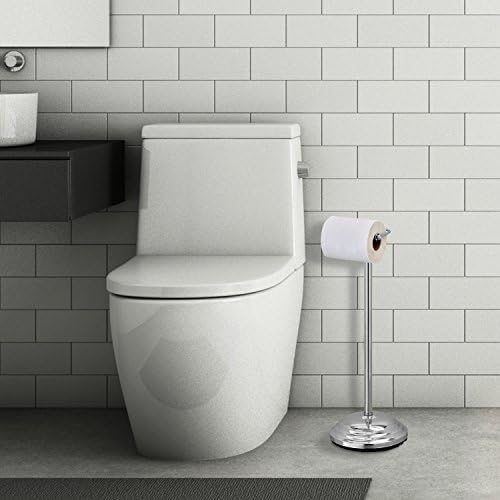 MyGift Silver Chrome-Plated Toilet Paper Holder with Stable Base