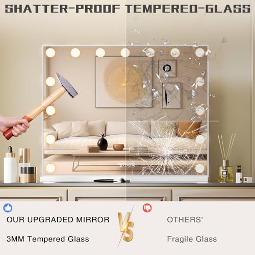 COOLJEEN Lighted Vanity Mirror with Bluetooth and USB Charging