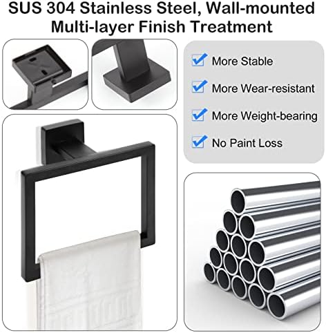 Matte Black Square Towel Holder