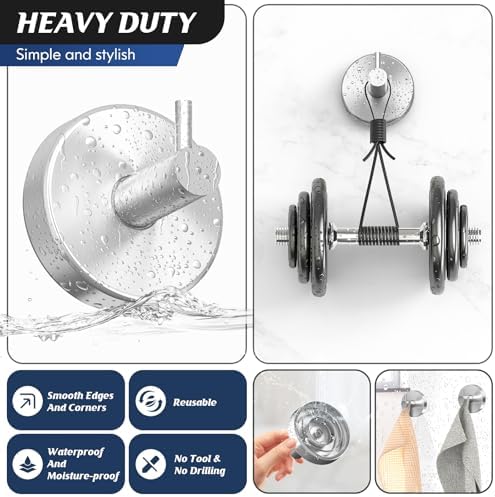 4-Piece Suction Cup Holders Silver Easy to Use in Showers and Beyond