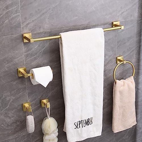 5-Piece Gold Bathroom Hardware Set Stainless Steel Towel Bar