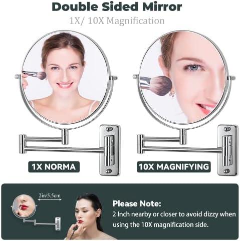 Chrome 8 Double Sided Makeup Mirror with 10X Magnification