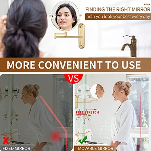 8-inch Double Sided Makeup Mirror Magnifying 3x Gold 5-inch