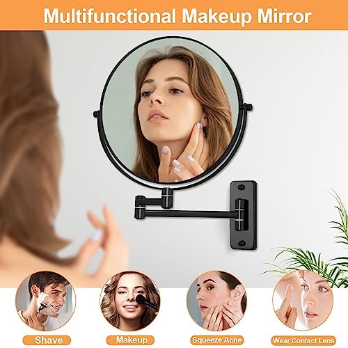 8 Wall Mounted Magnifying Makeup Mirror Dual-Sided Shaving Mirror