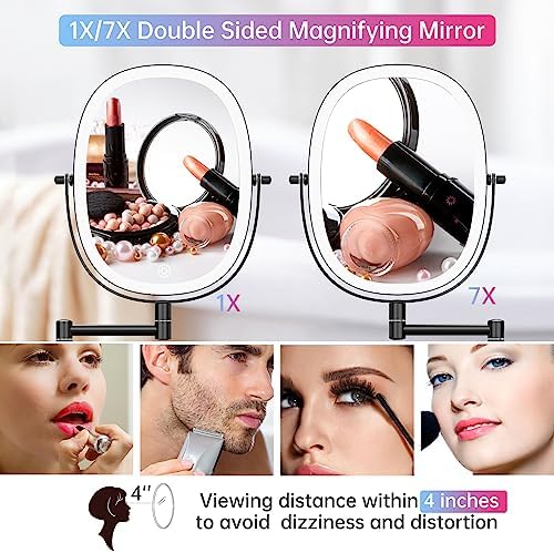 Stylish Rechargeable Wall-Mounted Makeup Vanity Mirror with Dual Magnification