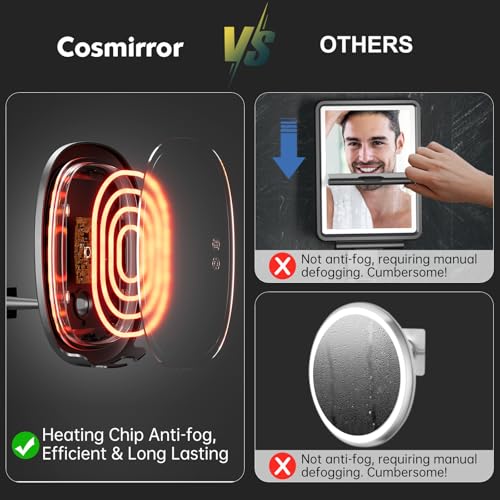 Fogless Showers Fog Free Shaving Mirror 360 Rotating Rechargeable