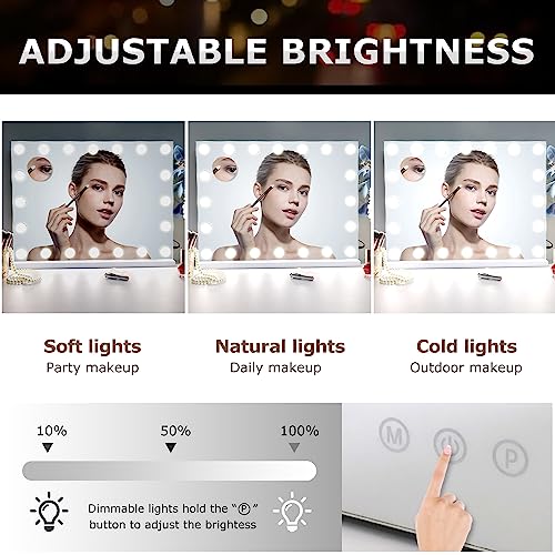 Hollywood Vanity Mirror with 10X Magnification and LED Light