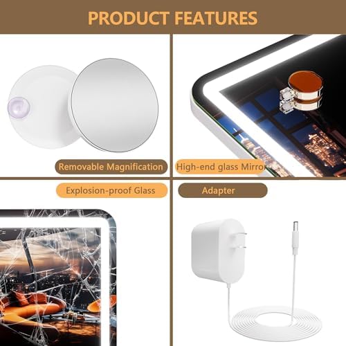 Stylish Vanity Mirror with Bluetooth LED Light Perfect for MakeUp Convenience