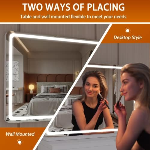 Hasipu 32 x 22 Round LED Makeup Mirror with Touch Light Control