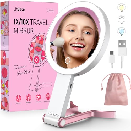 LitBear Compact Makeup Mirror with Lights