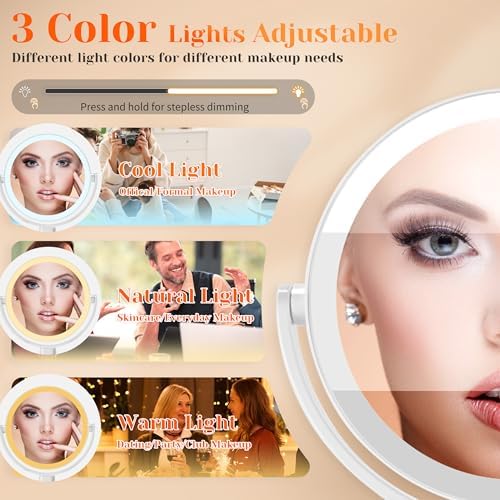 Vanity Mirror with Lights Double Sided 10X Magnification