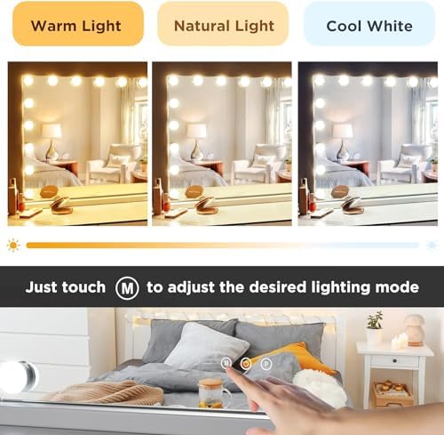 Vanity Mirror with 3 Lights Modes Touch Control