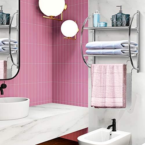 Tangkula Wall-Mounted 2-Tier Chrome-Plated Bathroom Laundry Room Shelf