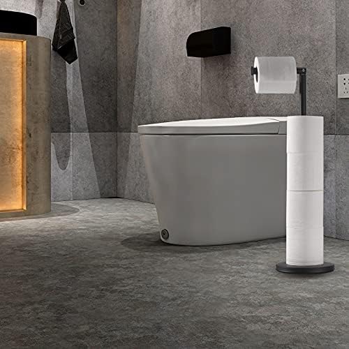 Sturdy Freestanding Toilet Paper Holder with Matte Black Finish