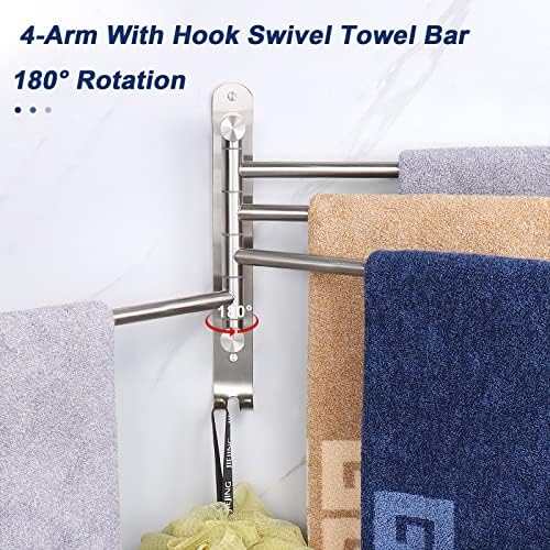 NearMoon 4-Arm Swivel Towel Rack - Rustproof Stainless Steel Brushed Nickel