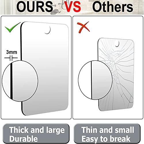 Fogless shower mirror frameless compact design
