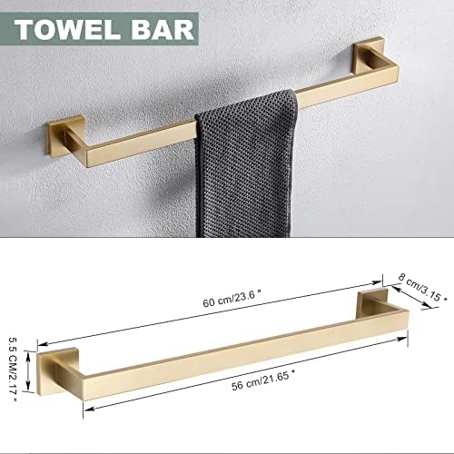 TQKAG Premium Brushed Gold Bathroom Towel Bar Set