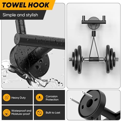 Double-Purpose Black Towel Robe Hook Heavy Duty by MOTAIPEAK