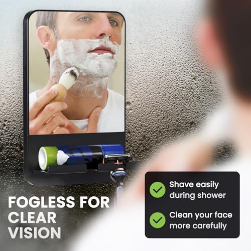 Fogless Shower Mirror wRazor Holder