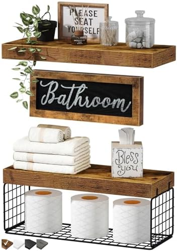 Bathroom Farmhouse Decor Set Floating Shelves Decor