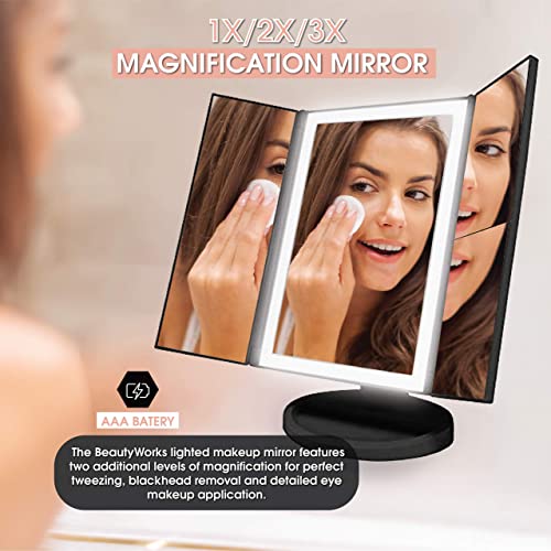 Elegantly Yours 36-Piece Makeup Vanity Mirror 3X Magnification Portable Design