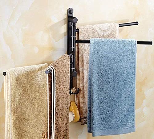 ELLOALLO Oil Rubbed Bronze 4-Arm Swivel Towel Bar for Small Spaces
